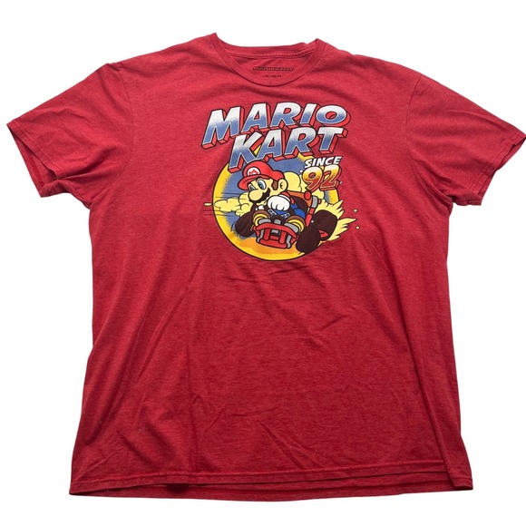 Mario Kart Red Graphic T-Shirt Short Sleeve Nintendo Mario Since 92 Size XL - Picture 2 of 6